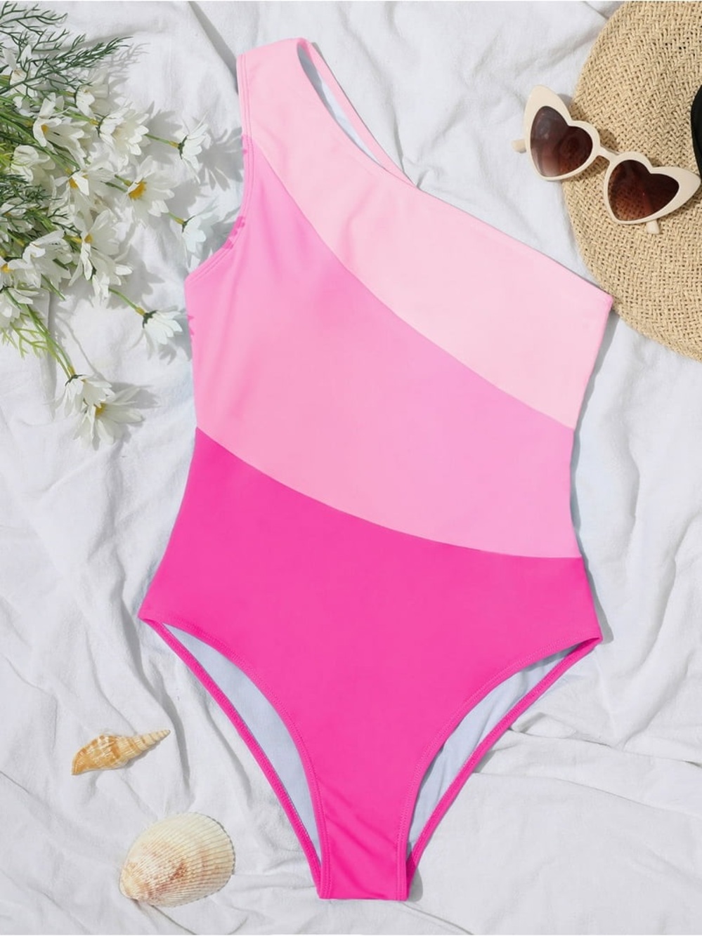 🩷 New One-Piece Swimsuit - Pink Colorblock Medium